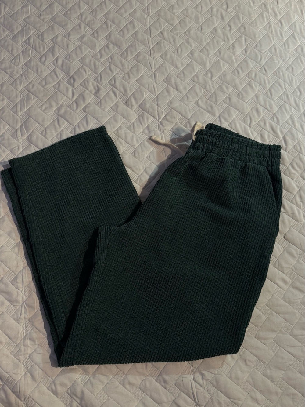 Men's Dark Green Ribbed Sweatpants Joggers
